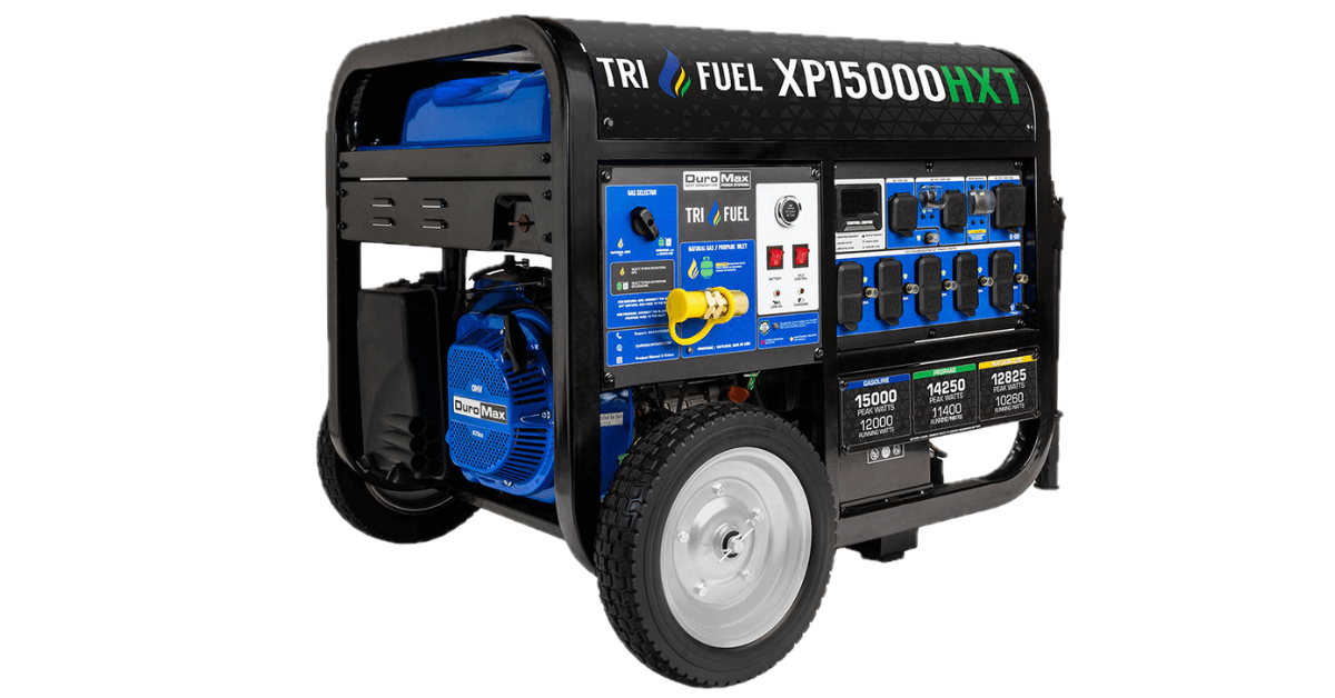 DuroMax 15,000 Watt Electric Start Tri-Fuel Portable Generator